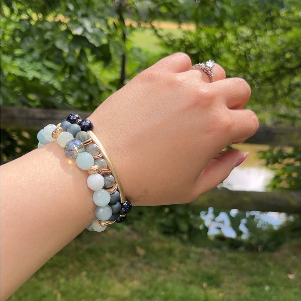 Facet Aquamarine Gemstone Bracelet ✨ - Picture 8 of 8